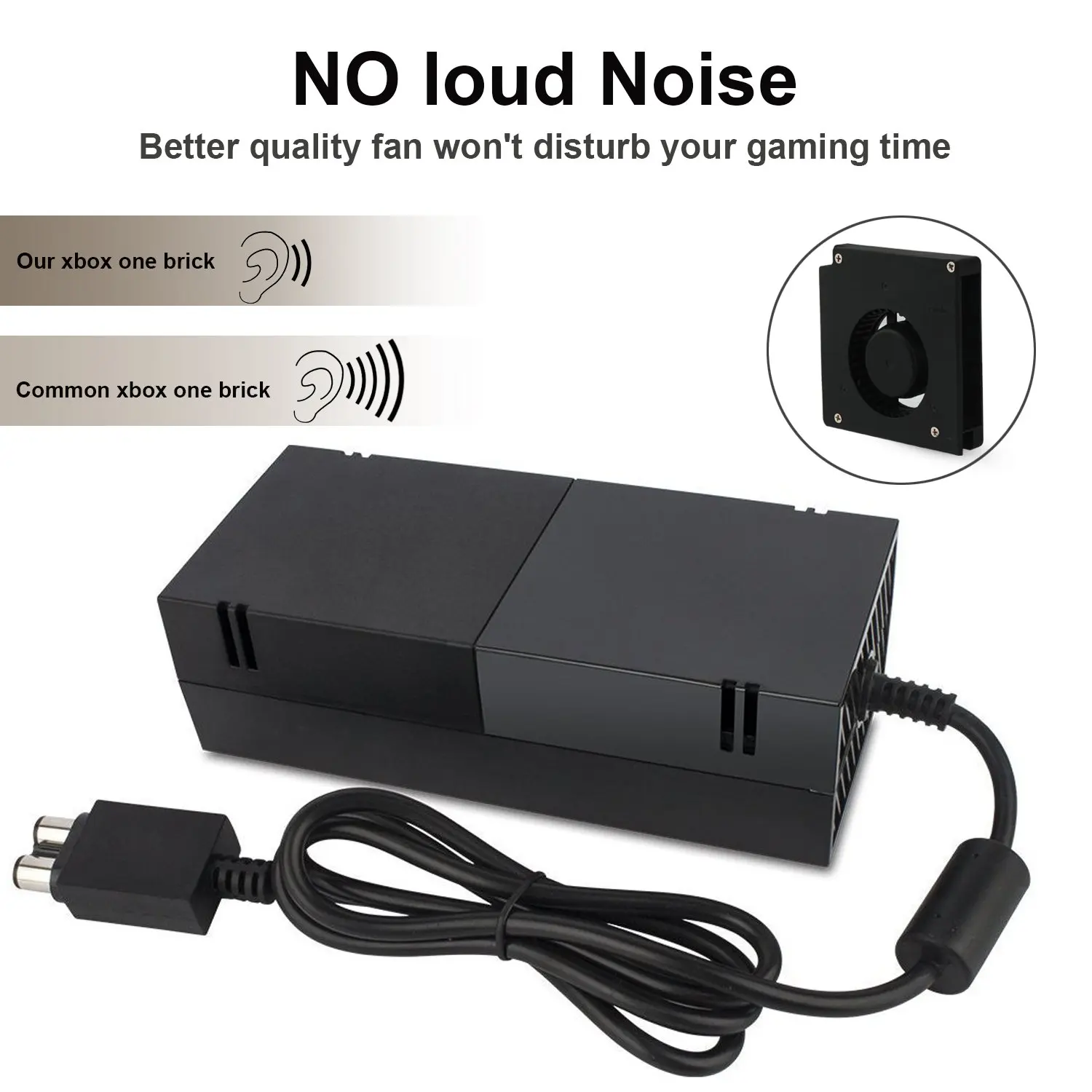 
AC Adapter Replacement Charger with Cable for Xbox 1, for Xbox One Power Brick Advanced Version 100-240V 