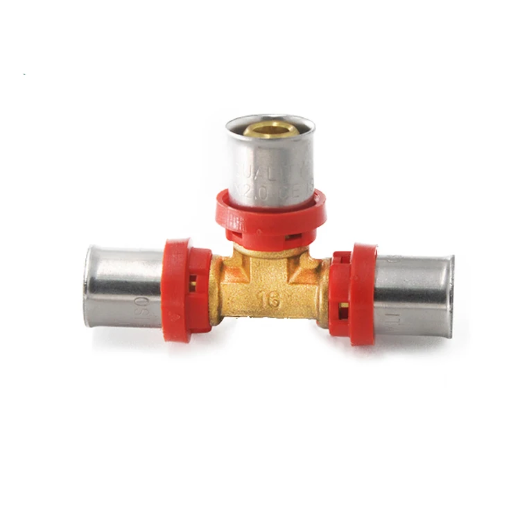 Hot sale Brass/Copper press Tee fitting for pex al pex pipe
