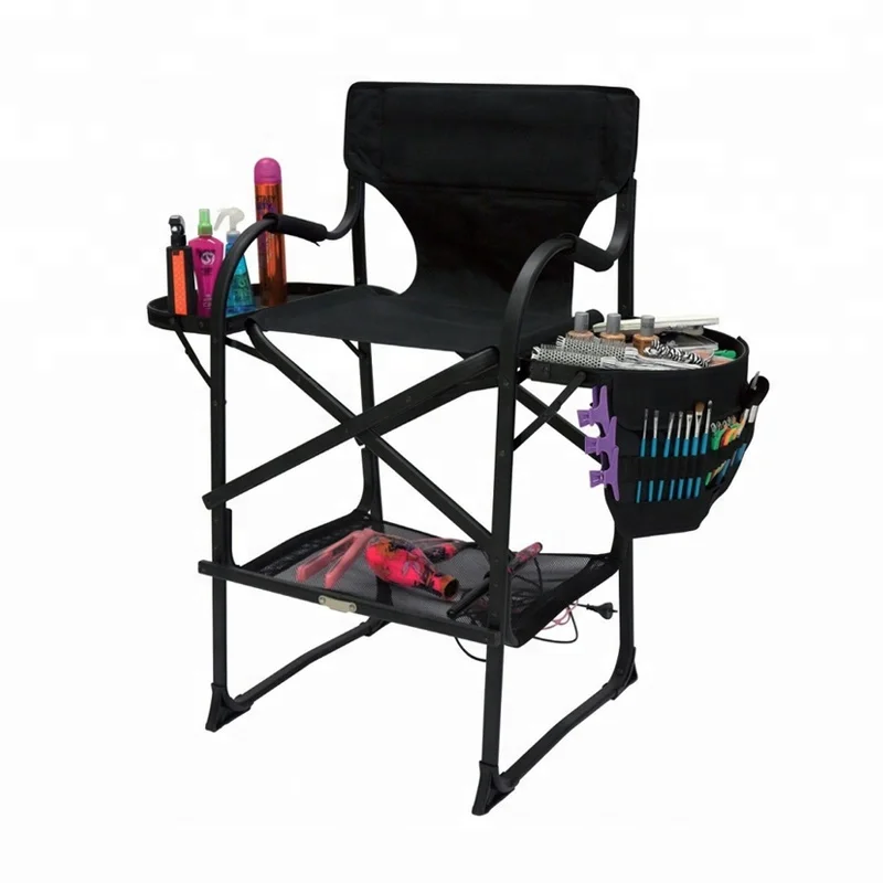 Onwaysports Black Folding Portable Make Up Chair Professional Custom Aluminium Makeup Artist Chair