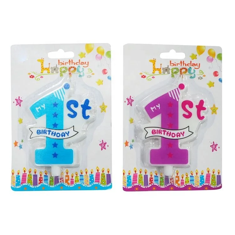 Number purple alphabet candles 1 birthday candle