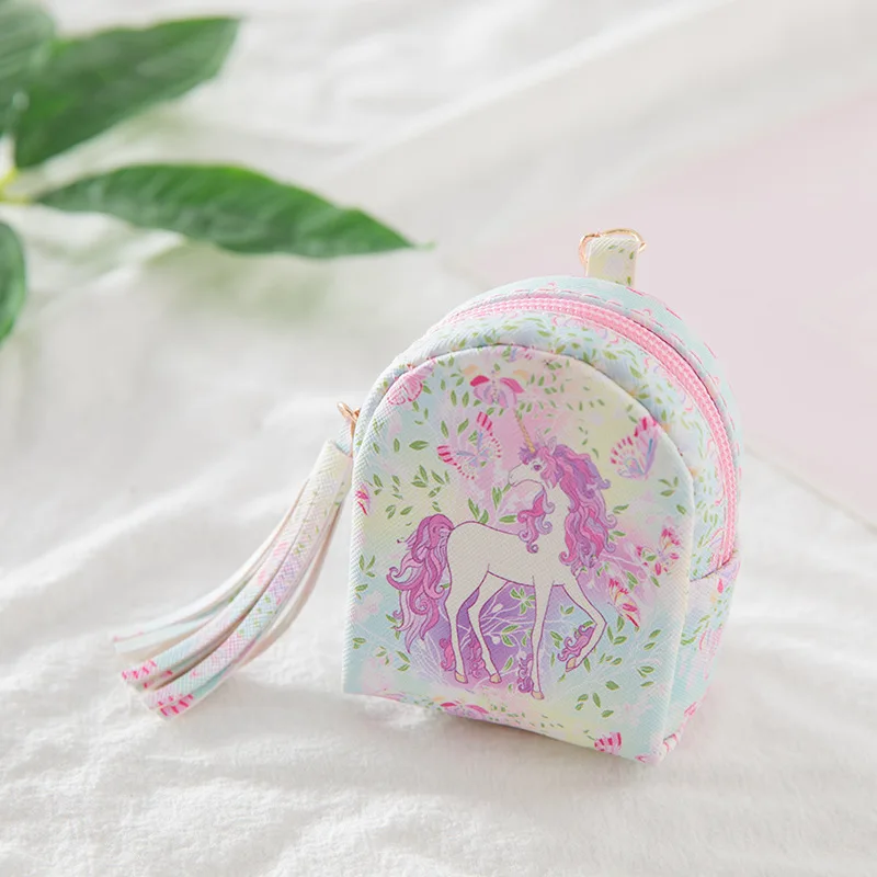 Zipper Leather Money Wallet Hologram Girls Change Unicorn Coin Purse Wallet Horse  Children Credit Card Holder Money Pouch Bag