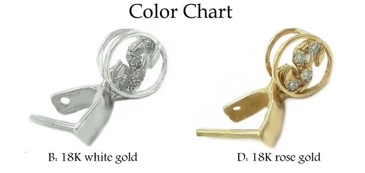 XD K018 Jewelry Pinch Bails 18K Gold Gemstone Clasp with Real Diamonds