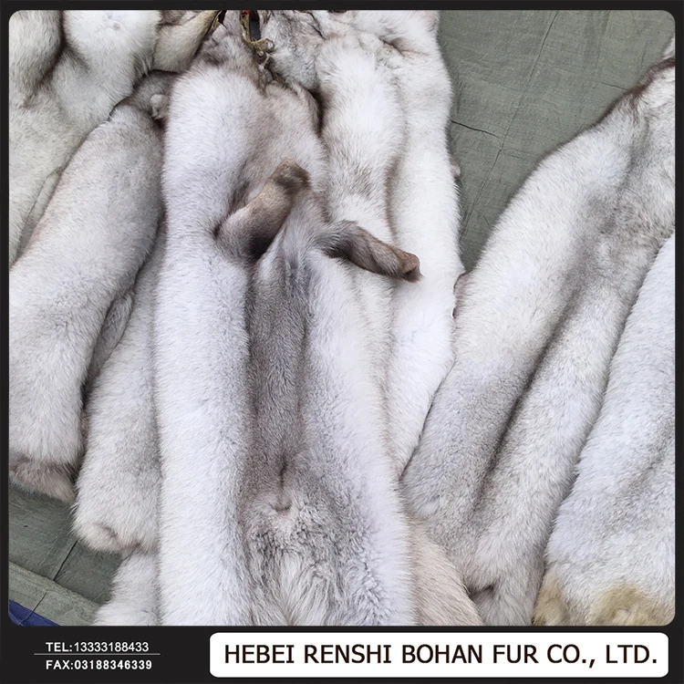 100% Real Blue Fox Fur Skin /Fox Fur Pelt For Garment Collar