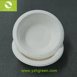 Eco Biodegradable 500 ml disposable sugarcane bagasse salad bowl sets bamboo tableware bio soup bowl with lid
