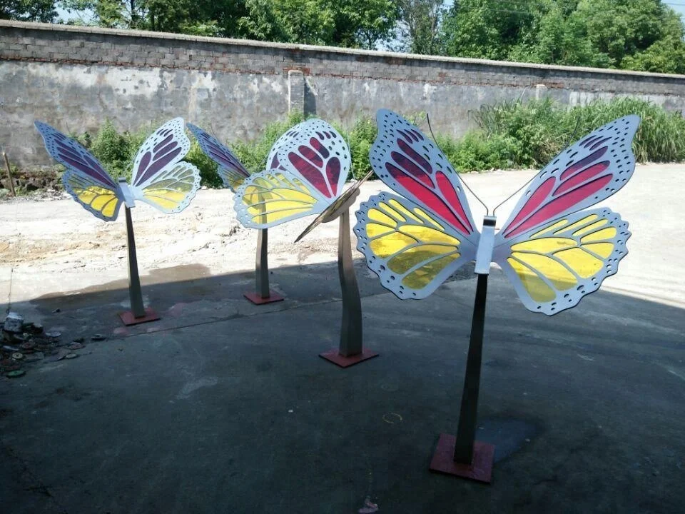Customized popular modern metal art acrylic stainless steel butterfly statue sculpture for garden home yard decoration