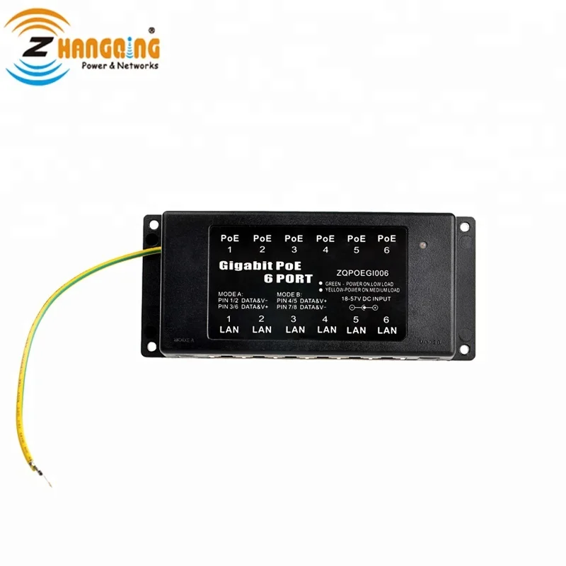 6 портов мульти порта пассивный Gigabit PoE инжектор для ip-камер коммутационная панель