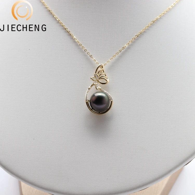 11-12mm AAA wholesale 925 sterling silver tahiti pearl jewelry pendant necklace