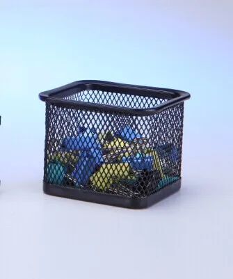 Office desktop accessary square metal wire mesh desk paper clip holder