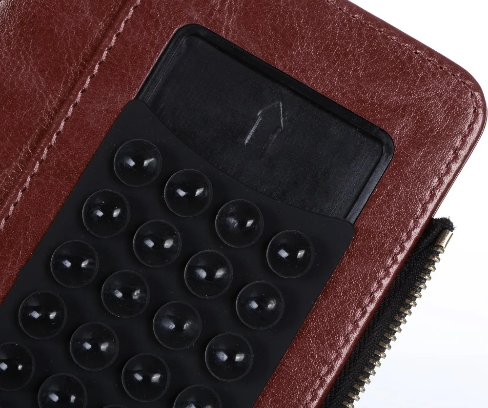 For Business Man Zipper Wallet Style With Suction Cup Card Slots Flip Universal Phone Case For Mobile Phone 4.0-5.0inch