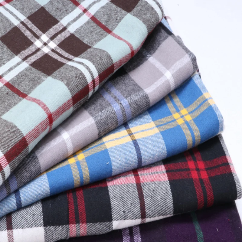 Factory stock lot low price plaid flannel fabric  100 cotton men shirt fabric