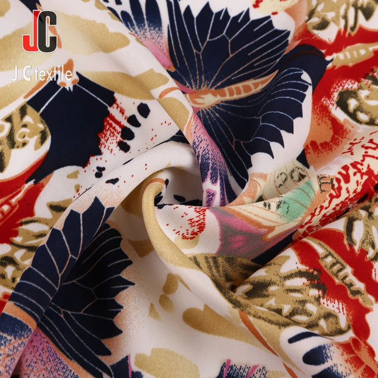 High quality 100% polyester floral printed satin silk fabric for lady dress