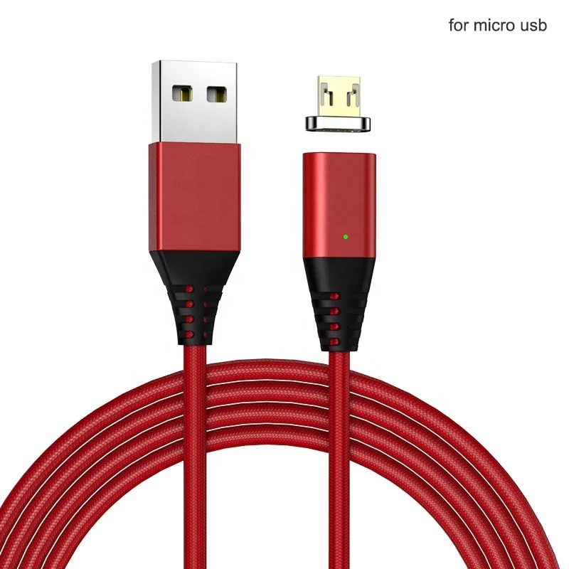 Fast Charging Magnetic Micro Usb Cable Led 2.4 A For Samsung Mobile Phone