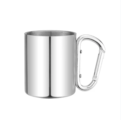 350ml Stainless Steel Travel Coffee Mug Camping Cup with carabiner hook Custom stainless steel carabiner Mug