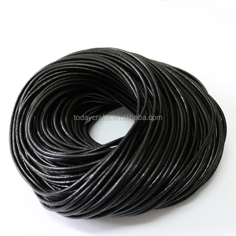 1,5 мм 2 мм Горячая Распродажа натуральный круглый черный металлический кожаный шнур для ювелирных изделий