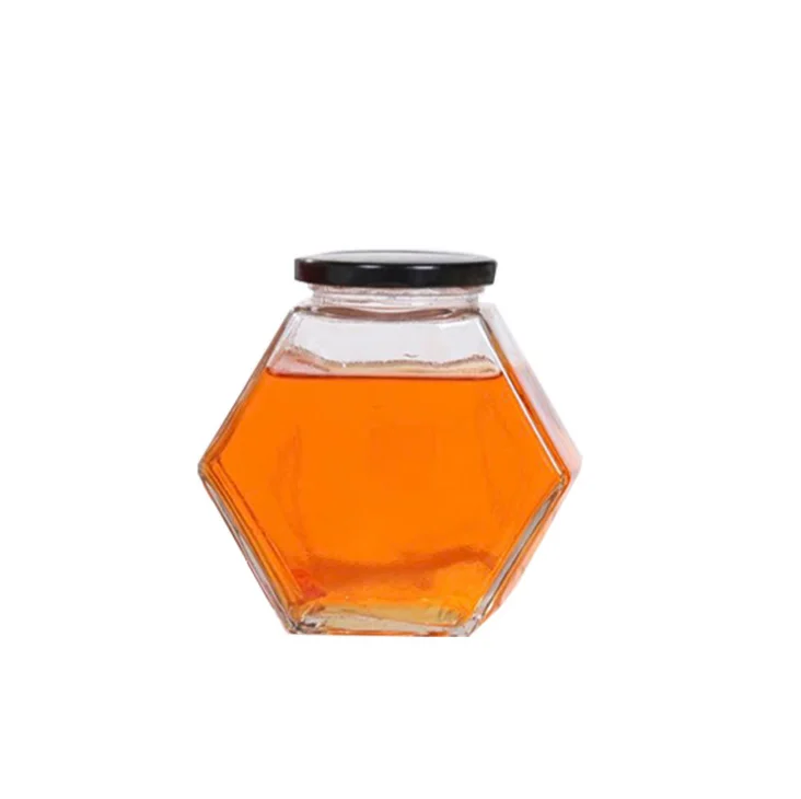 
Wholesale Hexagon Glass Jar Storage 100ml 180ml 280ml 380ml Six-Rowed Glass Honey Jar With Metal Cap 