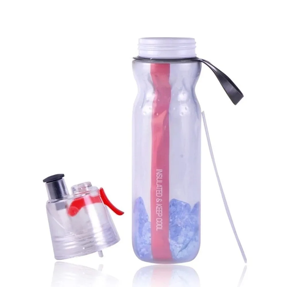 Muti Wall Self Cooling Bpa Free PE Plastic Sports Sip and Mist Spray Water Bottle Wholesale