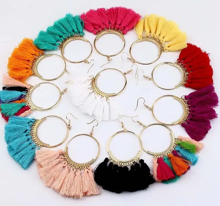 
Bohemia Tassel Earrings Fashion Big Circle Ear Rings Jewelry Accessories 