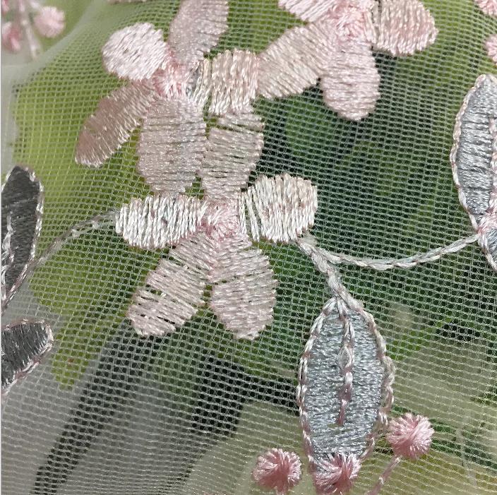 China textiles factory 100% polyester  glitter mesh embroidery fabric for chair