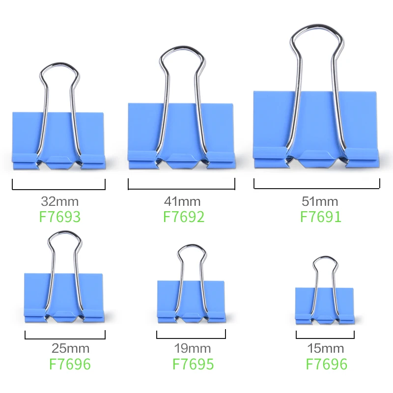 Fudek high quality 25mm 51mm 60mm white fancy flat metal decorative black 120 pcs paper binder clip