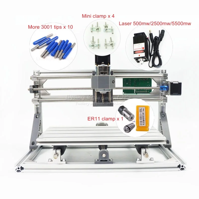 Disassembled pack mini CNC 3018 PRO 5500mw CNC engraving machine Pcb Milling Machine diy mini cnc router with GRBL control