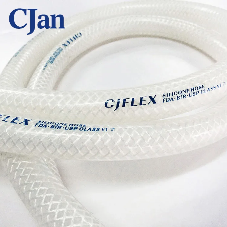 Food grade glass fiber braided reinforced silicone hose, clear silicone tube, braided hose for medical