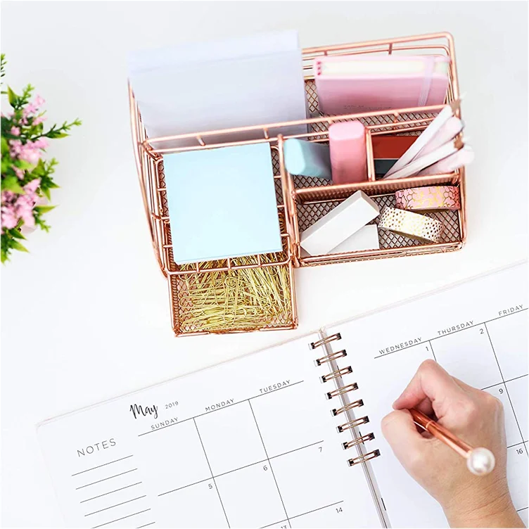 
metal mesh office desk organizer file organizer pen holder for home, office, school,desk or wall 