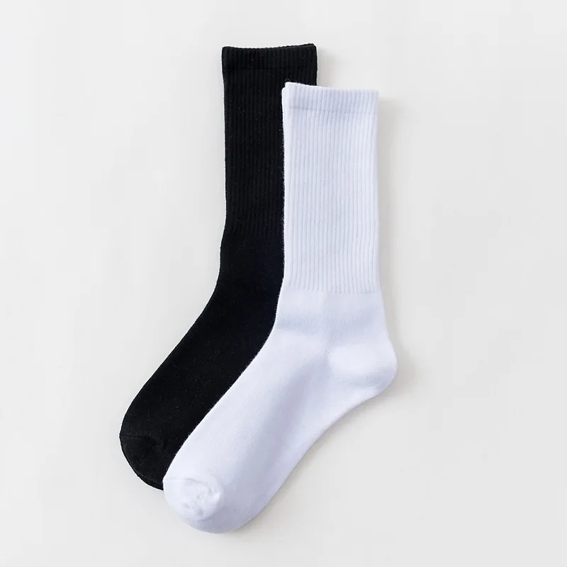 
Top Quality Mens Solid Color Business Dress Socks Black and White Cotton Crew Socks 
