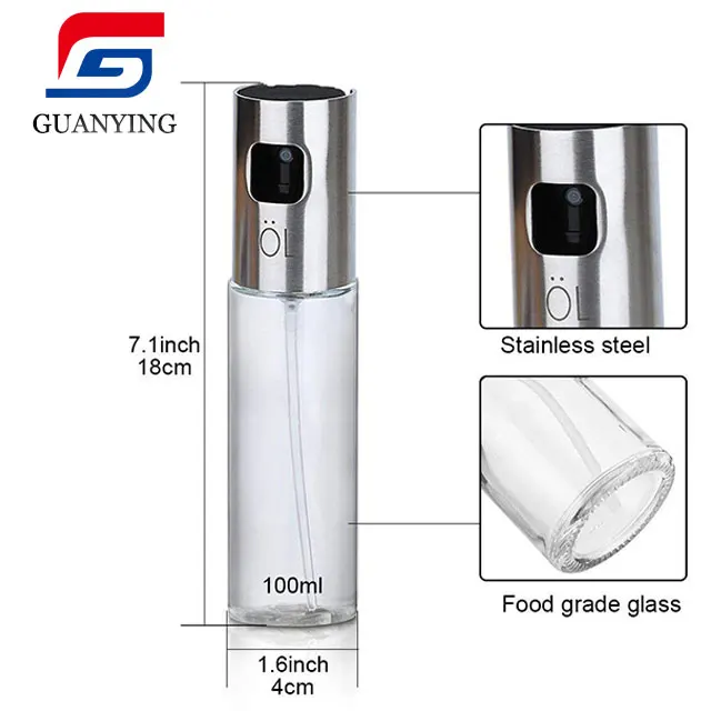 Amazon Hot Selling Tanning Oil Bottle Sprayer Packaging Stainless Steel Olive Glass Spray Oil Sprayer for Cooking Camping