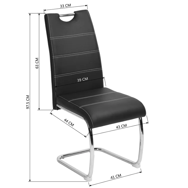 Leather Z Shape Dining Chair Dining Chair Chrome Black Design Metal Simple Home Furniture Modern Chairs for Dining Room