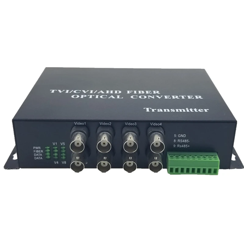 8chs Non-compression RS485  1310nm/1550nm TVI/CVI/AHD/CVBS Video to Fiber Converter  CCTV  optic fiber converter