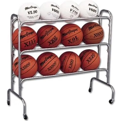 Portable 3-Row 12-Ball Basketball Rack with Wide Body Storage Cart Custom Logo Steel Rim for Kids Indoor Use