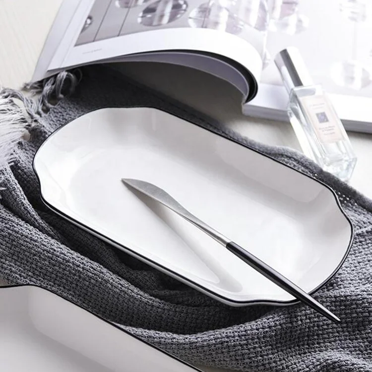 
palm leaf design fish serve plate for dinner 