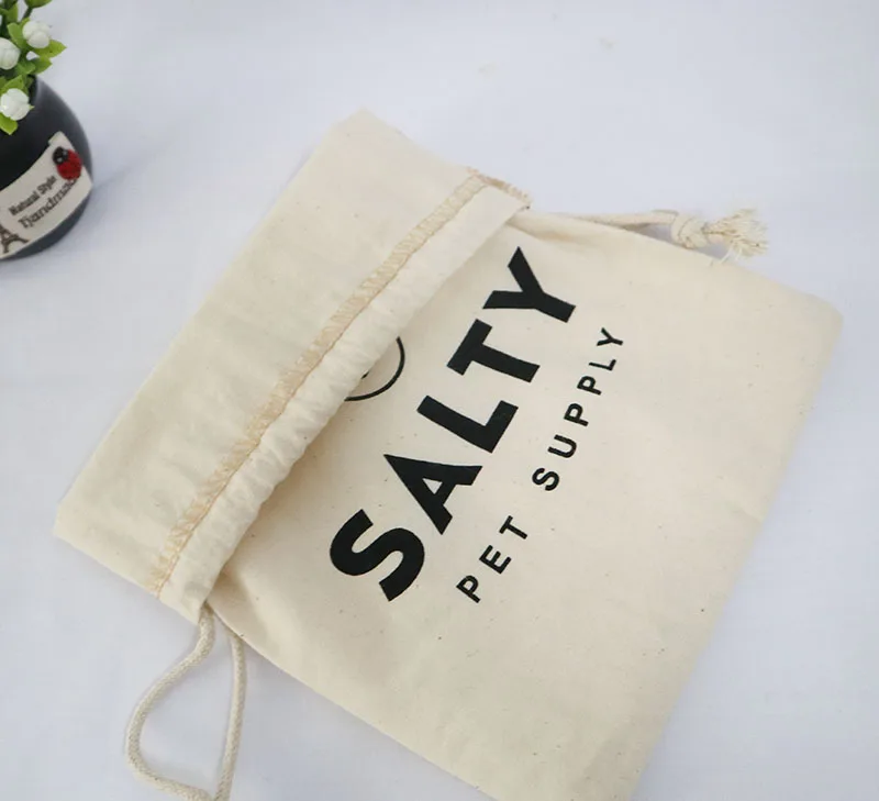 Custom Logo 130 gsm  (6A,8A,9A,10A Cotton Canvas)Eco-friendly small size Cotton Material Drawstring Packing Bag with Custom Log