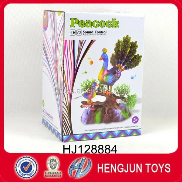 sound control animal toy peacock with light and music for kid gift