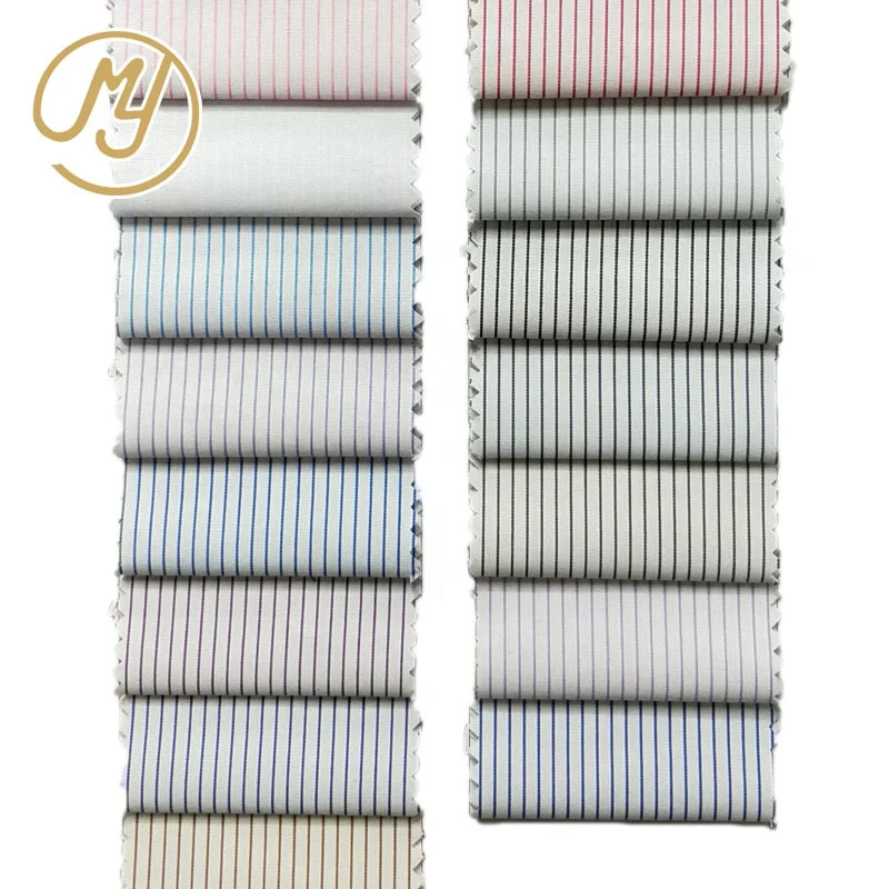 Stock Woven Strip Reborn Cellulose Fiber Microfiber Polyester Yarn Dyed Shirt Fabric