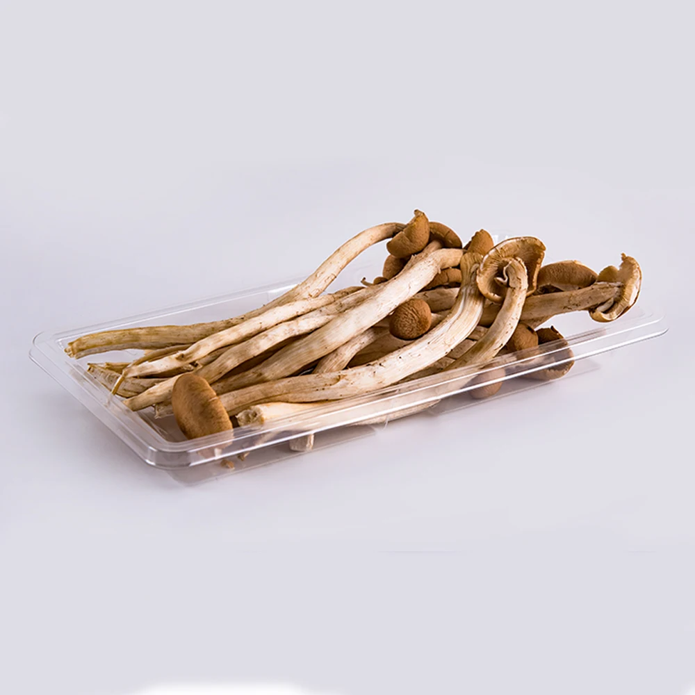 Plastic disposable RPET/PET 400g black meat box vegetable transparent custom size fruit tray