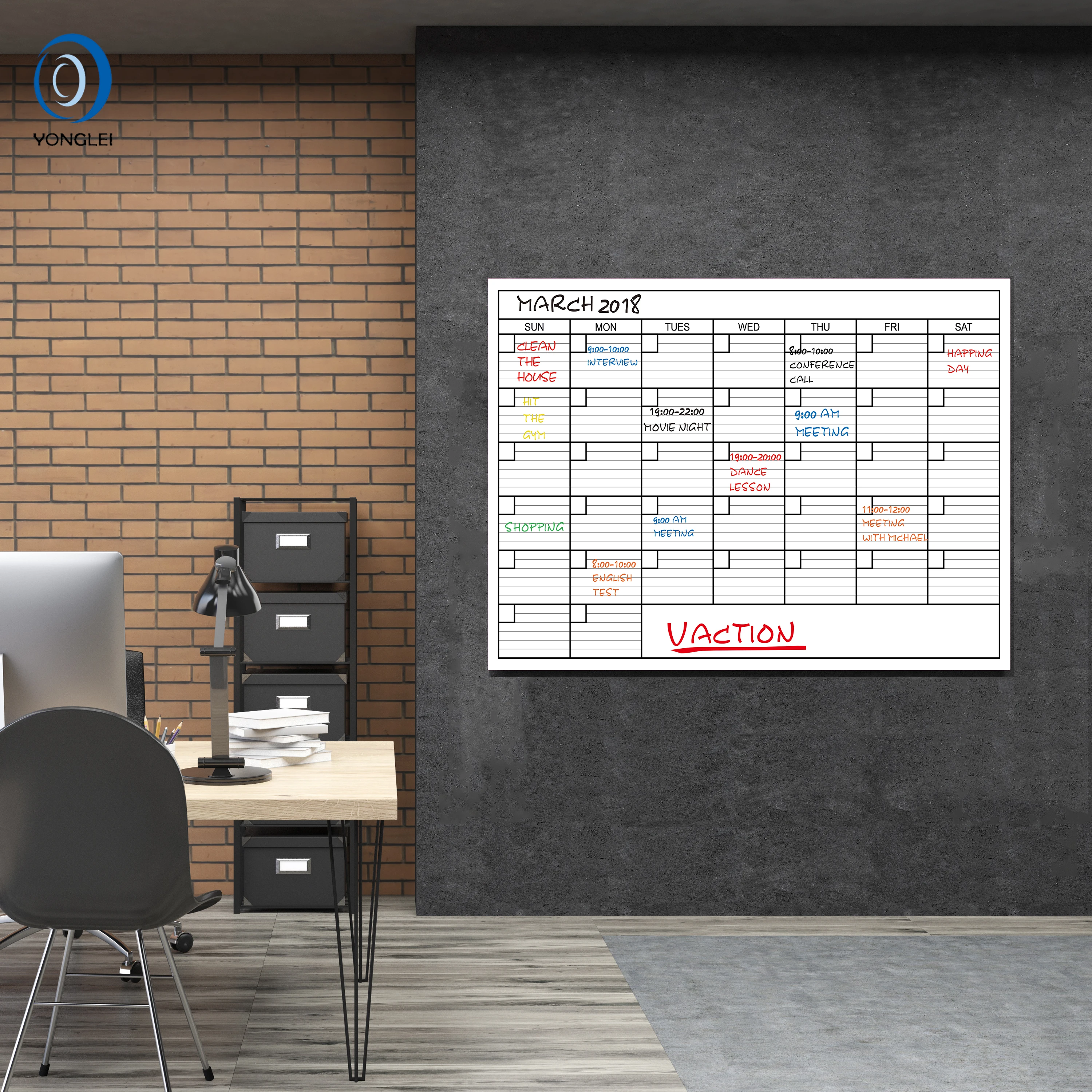 Premium Huge Size Dry Erase Laminated Wall Calendar Board Wall Calender Paper Wall Calendar 36X48 Inch 001-01-2B1