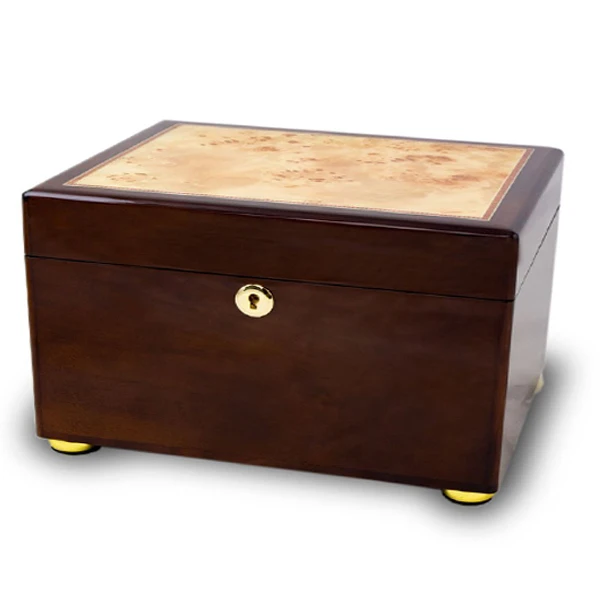 Factory custom wooden pet casket urn poplar burl inlay wood urns