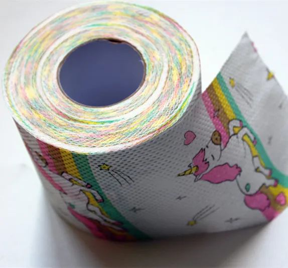 Pink unicorn paper napkin roll rainbow