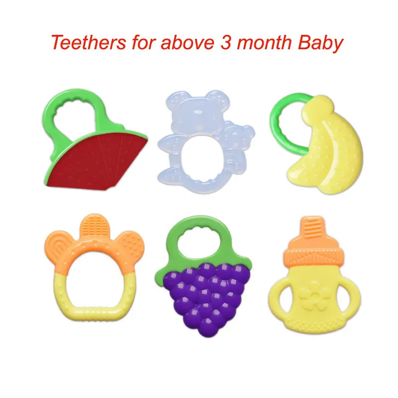 Silicone Teethers Fruit Grape Banana Watermelon Baby Teether Rubber Chew Charms Baby Teething Gift Toddler Toys