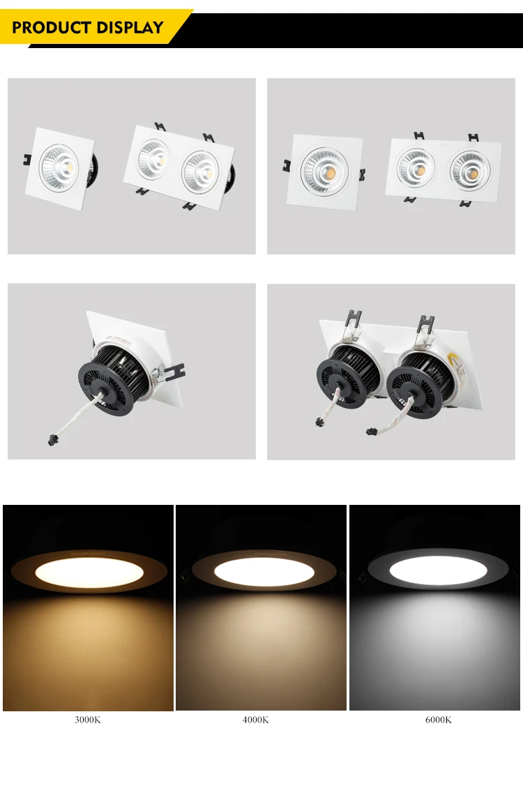 double heads square 2*7w COB led downlight