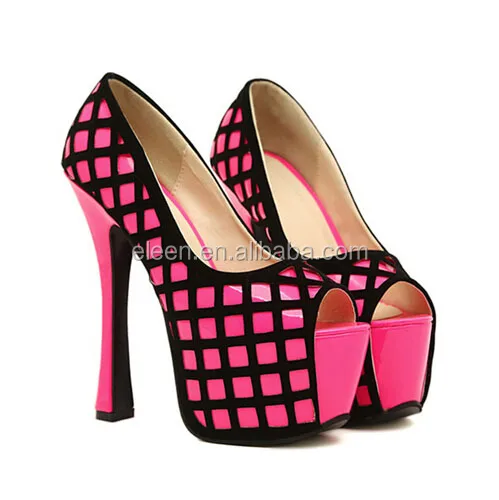 Factory handmade office lady heels black and white high heels shoes