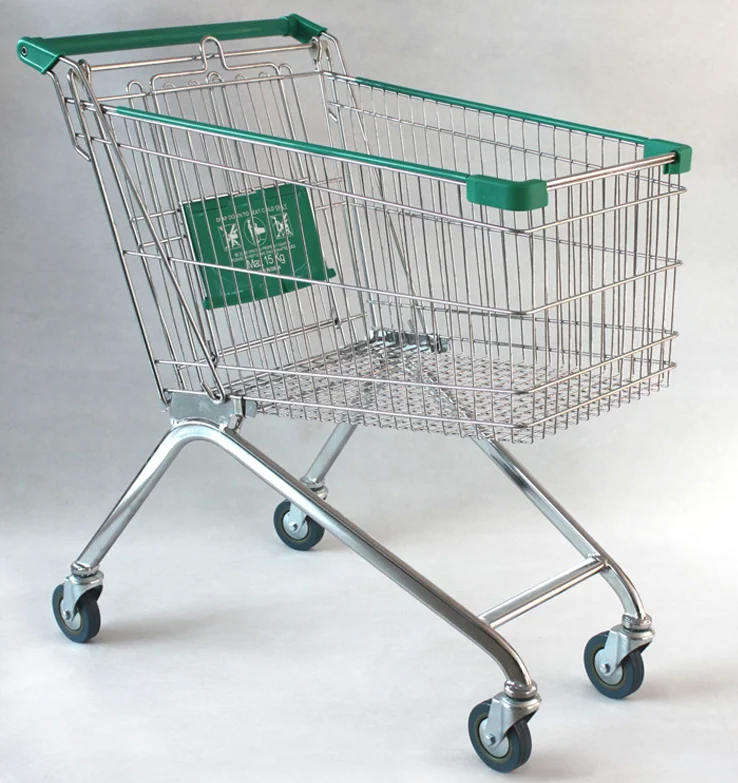 Customized RAL colors 60 Liters metal European style supermarket shopping cart trolley