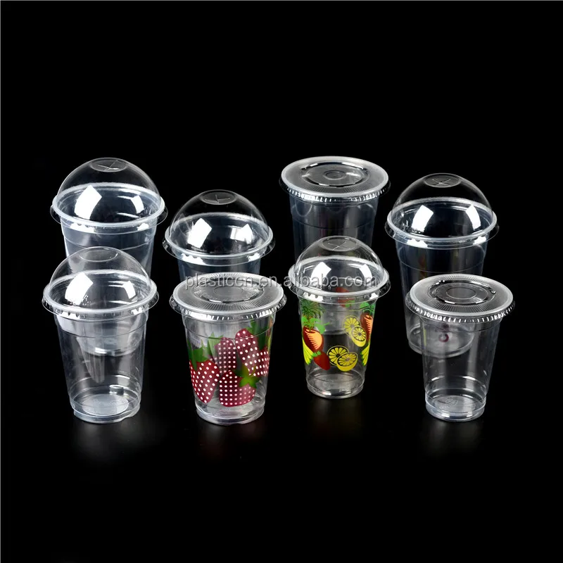 Customized logo Printing Transparent Disposable pp Plastic Cups with Lids