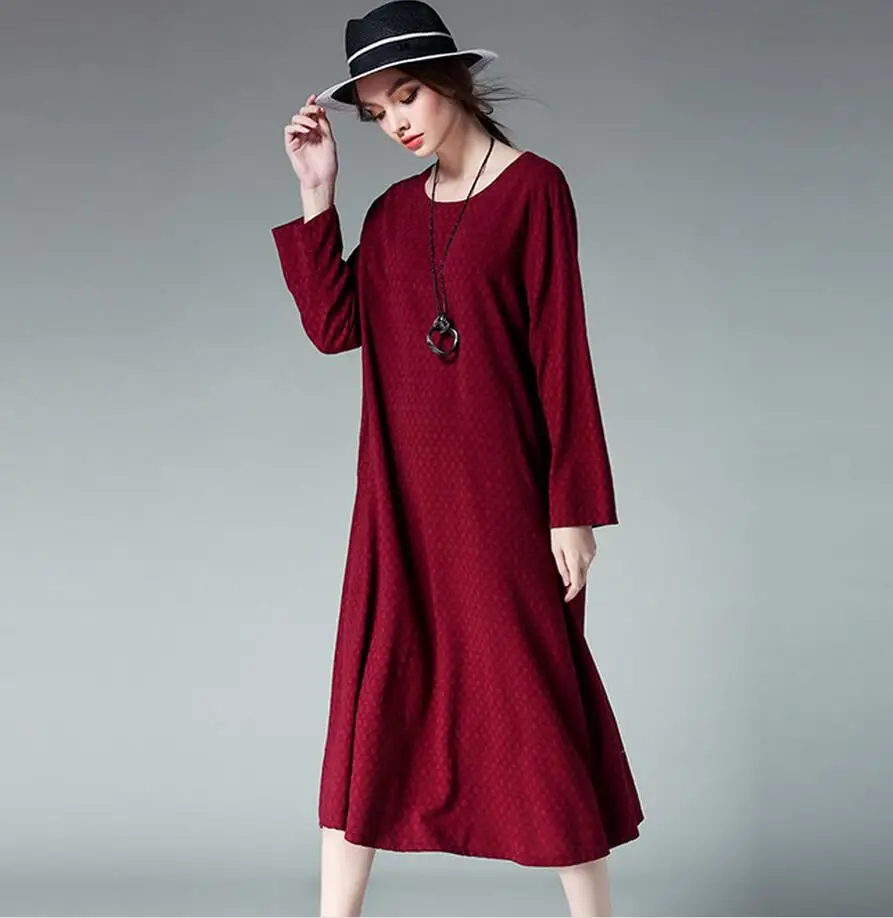 Autumn vintage women plus size sweater dress  long sleeve knit sweater