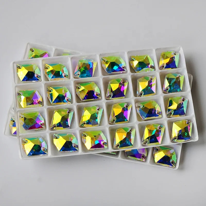 Item 3265  AB Cosmic Sew On Stones Button  Crystal Flatback Strass Sewing Rhinestone For Dresses Decoration