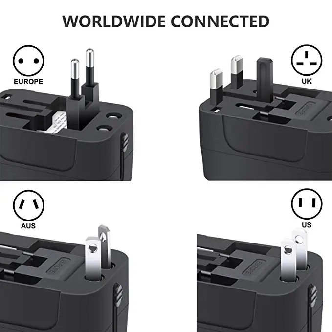 Original factory supplie ac power socket with fuse 2100mA dual usb US UK AUS EURO plug universal all in one travel adapter