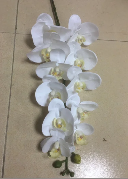 FC4001 9 heads real touch latex flowers artificial white orchids for sale