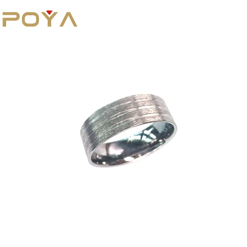 POYA Jewelry 8 мм матовое серебряное титановое кольцо с плоским верхом, ювелирные изделия без рисунка с инкрустацией
