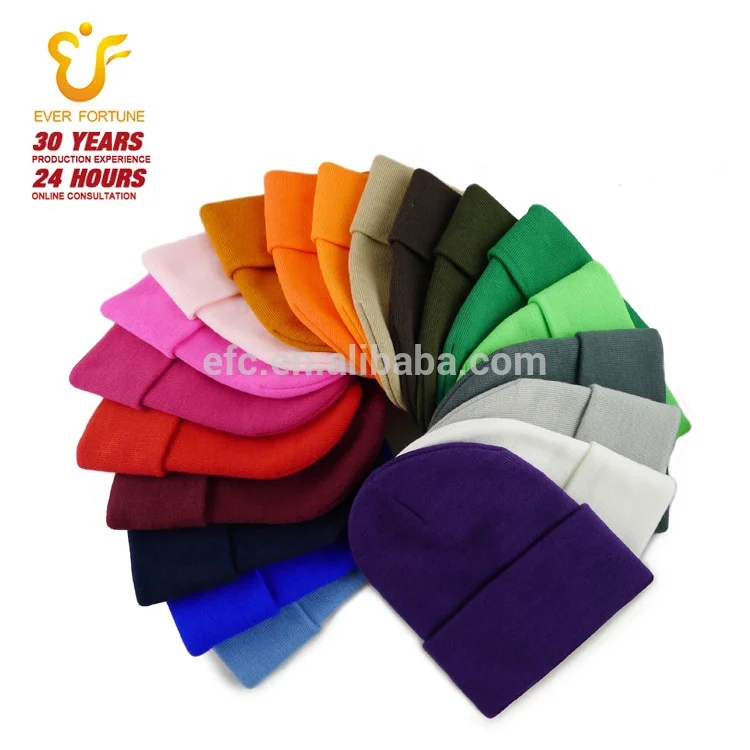 Solid Color Knitted Ski Winter Long Cuff Beanie Hats Toques Skull Cap for Women Men